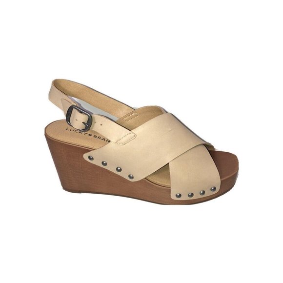 NIB LUCKY BRAND ZELKA Wedge Platform Ankle Strap Sandals Size 8-1/2M - Picture 1 of 8
